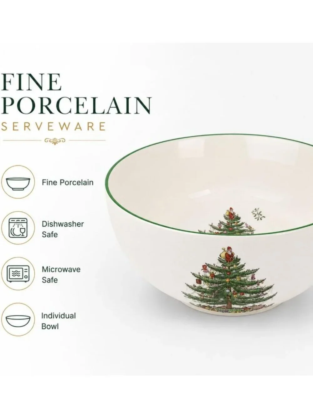 Large Round Christmas Tree Bowl - Festive Holiday Decor, Perfect for Serving
